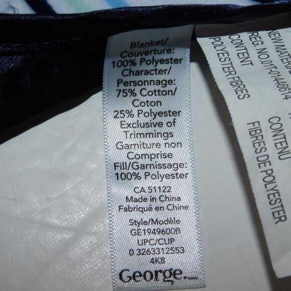 George Blue White Bear Striped Security Blanket Plush Baby Lovey Nunu Soother - Picture 5 of 7